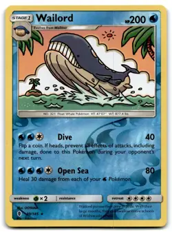 2017 Sun & Moon - Guardians Rising Wailord Reverse Holo Stage 1/Rare #30 Holo - Image 1
