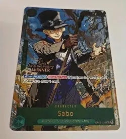 One Piece TCG Sabo 3rd Anniversary Winner Foil Promo OP09-027 NM New In Hand - Image 2