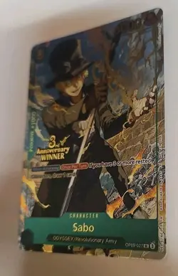 One Piece TCG Sabo 3rd Anniversary Winner Foil Promo OP09-027 NM New In Hand - Image 4