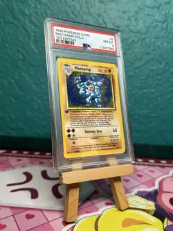 1999 Pokemon Game 1st Edition Machamp Holo 8/102 PSA 8 - Image 1