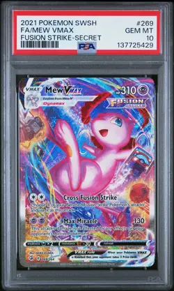 2021 POKEMON SWORD & SHIELD FUSION STRIKE SECRET #269 FULL ART/MEW VMAX PSA 10 - Image 1