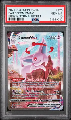 2021 POKEMON SWORD & SHIELD FUSION STRIKE SECRET FULL ART/ESPEON VMAX PSA 10 - Image 1