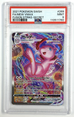 2021 Pokemon Sword & Shield Full Art Mew VMax Fusion Strike Secret Rare PSA 9 - Image 1