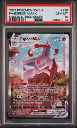 2021 POKEMON SWORD & SHIELD FUSION STRIKE SECRET FULL ART/ESPEON VMAX PSA 10 - Image 1