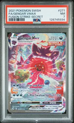 2021 POKEMON SWORD & SHIELD FUSION STRIKE SECRET #271 FULL ART/GENGAR VMAX PSA 7 - Image 1