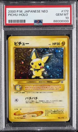 2000 POKEMON JPN NEO #172 PICHU-HOLO PSA 10 - Image 1