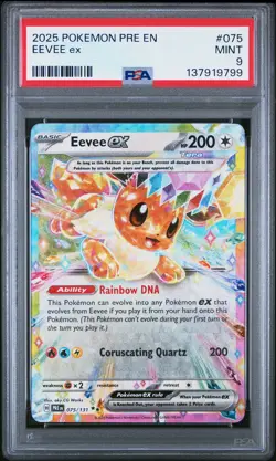 2025 POKEMON PRE EN-PRISMATIC EVOLUTIONS #075 EEVEE EX PSA 9 - Image 1