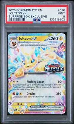 2025 POKEMON PRE EN-PRISMATIC EVOLUTIONS SURPRISE BOX EXCLUSIVE JOLTEON EX PSA 9 - Image 1