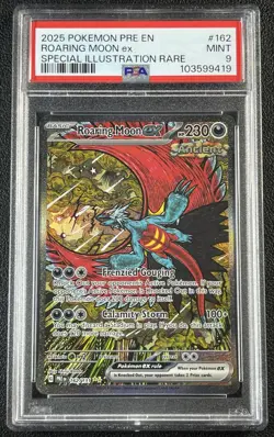 ROARING MOON EX PSA 9 2025 POKEMON SV PRISMATIC EVOLUTIONS - PRE EN #162/131 SIR - Image 1
