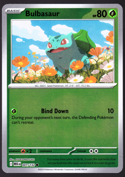 Bulbasaur Mega Evolution 001/132 Reverse Holo Pokemon TCG Card NM - Image 1