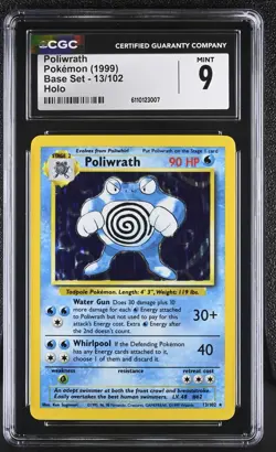 Poliwrath 1999 Base Set 13/102 Unlimited Holo Pokemon Card CGC 9 MINT - Image 1