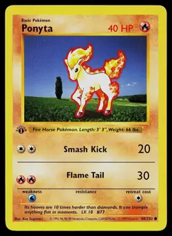 Pokemon Card - Ponyta Base Set (Shadowless) 60/102 Common 1st Edition - Image 1