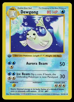 Pokemon Card - Dewgong Base Set (Shadowless) 25/102 Uncommon 1st Edition - Image 1