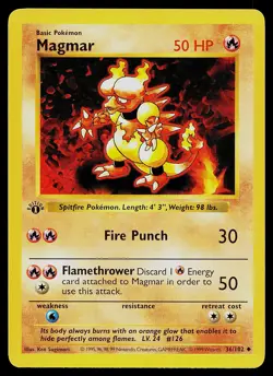 Pokemon Card - Magmar Base Set (Shadowless) 36/102 Uncommon 1st Edition - Image 1