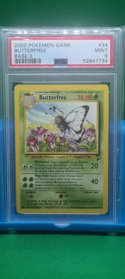 2000 Pokemon Base 2 # 34/130 Butterfree PSA 9 Card MINT Wizards Of The Coast - Image 1