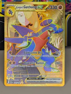 Pokemon TCG Destined Rivals Cynthia's Garchomp EX Card 241/182 Gold - Image 1