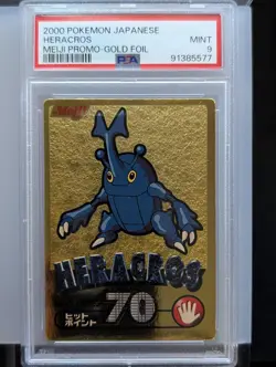 Pokemon 2000 Heracross Japanese Meiji Promo Gold Foil PSA 9 - Image 1