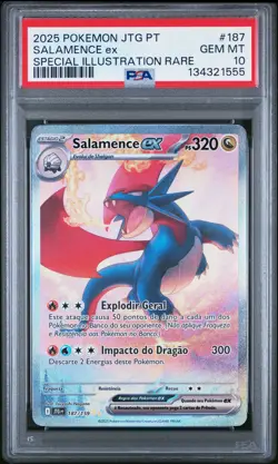 2025 POKEMON PORTUGUESE JTG PT-JOURNEY TOGETHER #187 SALAMENCE EX PSA 10 - Image 1