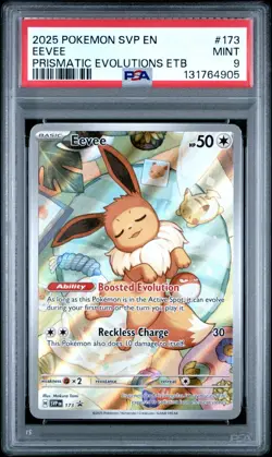 2025 POKEMON SVP EN-SV BLACK STAR PROMO PRISMATIC EVOLUTIONS ETB 173 EEVEE PSA 9 - Image 1