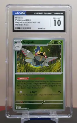 Pokemon Graded Ninjask #017/132 English Mega Evolution Reverse Holo CGC 10 - Image 1