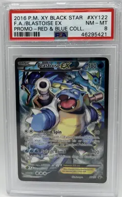 2016 Pokemon XY Promo Blastoise EX #XY122 Full Art Red & Blue Coll. PSA 8 - Image 1