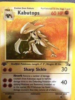 Pokemon TCG Kabutops 9/62 Fossil Holo Rare 1st Edition MINTY Vintage - Image 4