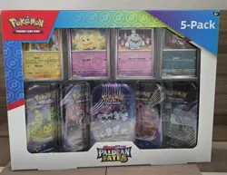 SEALED Pokemon Scarlet Violet Paldean Fates 5 Mini Tins - 4 Promos Costco Bundle - Image 1