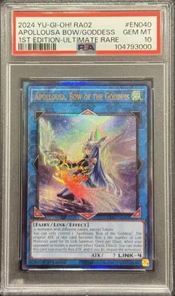 2024 PSA 10 YUGIOH RA02 ULTIMATE RARE APOLLOUSA BOW OF THE GODDESS 💫 - Image 1