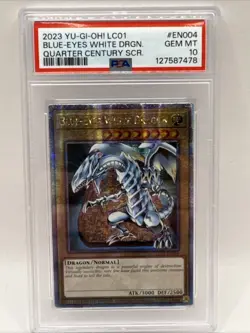 NO ERROR 2023 YU-GI-OH! QUARTER CENTURY BLUE-EYES WHITE DRAGON EN004 PSA 10 - Image 1