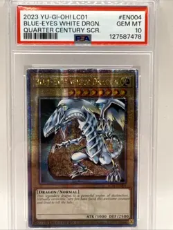 NO ERROR 2023 YU-GI-OH! QUARTER CENTURY BLUE-EYES WHITE DRAGON EN004 PSA 10 - Image 2
