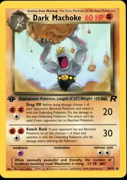 Pokemon TCG Dark Machoke Team Rocket 40/82 1st Edition Vintage WoTC LP/MP - Image 1