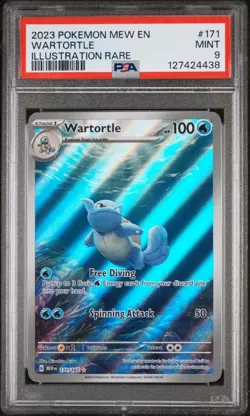 Pokemon 2023 Wartortle Mew en 171/165 SV:151 PSA 9 Mint Illustration Rare Holo - Image 1