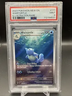 2023 Pokemon Mew En-151 PSA 9 Mint Wartortle Illustration Rare 171/165 - Image 1