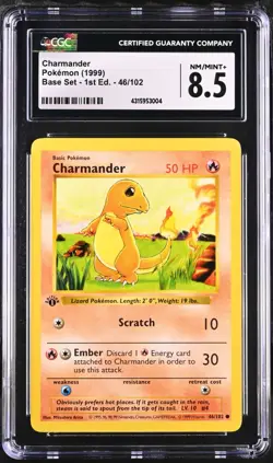 Charmander (CGC 8.5 NM/MINT+) - Pokemon Base Set 1st Edition Shadowless - RareCo - Image 1