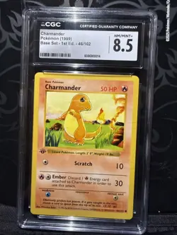 CGC 8.5 Charmander 1st Edition Shadowless Base Set 1999 Pokemon Card #46 - Image 1
