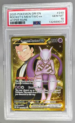 9017 Team Rocket's Mewtwo ex 2025 Pokemon SV Destined Rivals DRI EN #240 PSA 10 - Image 1
