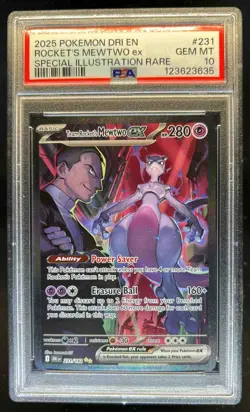 2025 Pokemon SV Destined Rivals DRI EN Team Rocket's Mewtwo ex #231/182 PSA 10 - Image 1