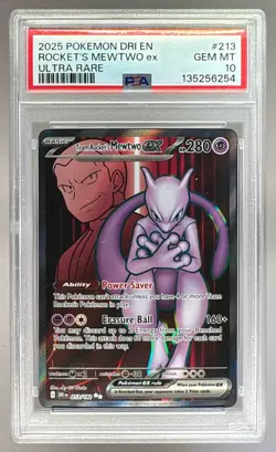 6254 Team Rocket's Mewtwo ex 2025 Pokemon SV Destined Rivals DRI EN #213 PSA 10 - Image 1
