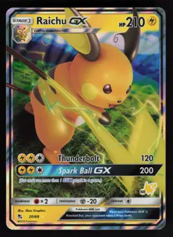 Raichu GX 20/68 - Ultra Rare Hidden Fates Pokemon TCG Card NM - Image 1