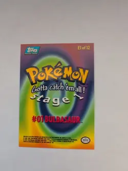 #01 BULBASAUR Stage 1 POKEMON E1 of 12 1999 Trading Card TOPPS Blue Logo - Image 2