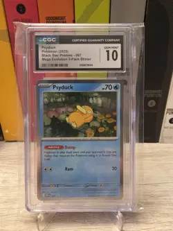 CGC 10 Promo Psyduck Me: Mega Evolution Promo 007 Holo Pokemon Card - Image 3