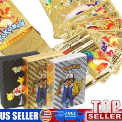 New MULTI COLOR 55Pcs Pokemon Cards Foil Card TCG GX Vmax GX Card Charizard Rare - Image 1