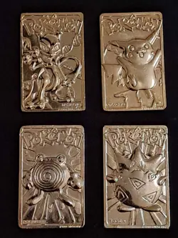 Set Of 4 23K Gold Plated Pokemon Cards Vintage 1999 Burger King - Image 1