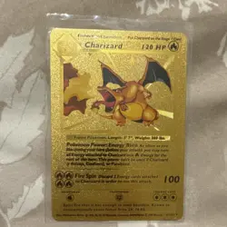 Pokemon Charizard Gold Plated Metal Card Base Set 4/102 Metallic Finish 1999 - Image 1