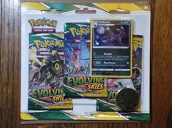POKEMON TCG Sword & Shield Evolving Skies 3 Pack Blister + Umbreon Promo SEALED - Image 1