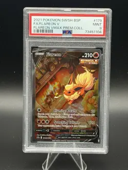 2021 Pokemon SWSH BSP FA/FLAREON V #179 FLAREON Vmax Prem Coll PSA 9 Mint - Image 1