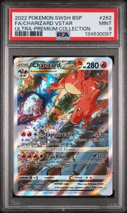 2022 POKEMON SWSH BLACK STAR PROMO #262 FULL ART/CHARIZARD VSTAR PSA 9 - Image 1