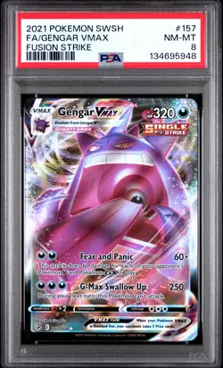 2021 POKEMON SWORD & SHIELD FUSION STRIKE #157 FULL ART/GENGAR VMAX PSA 8 - Image 1