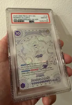 One Piece 3rd Anniversary Silver Monkey D. Luffy EN OP11-119 PSA10 - Image 3