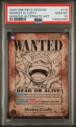 PSA 10-2024 ONE PIECE OP09-EMPERORS IN THE NEW WORLD 119 MONKEY D. LUFFY WANTED - Image 1